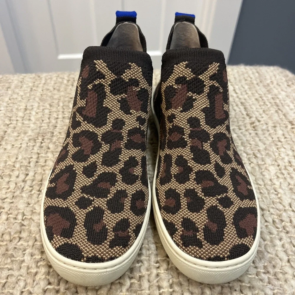 Rothy's‎ The Chelsea Wildcat High Top Knit Sneakers Leopard Print Women's Size 6